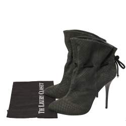 Pre Owned حذاء بوت كاحل جوسيبي زانوتي جلد نوبوك نقشة الثعبان رصاصي مقاس 41