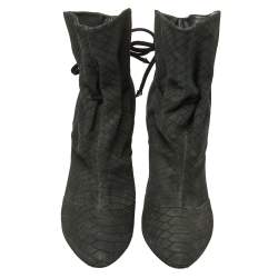 Pre Owned حذاء بوت كاحل جوسيبي زانوتي جلد نوبوك نقشة الثعبان رصاصي مقاس 41