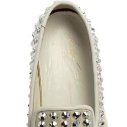 Pre Owned Giuseppe Zanotti Light Grey Suede Crystal Studded Tassel Sneakers Size 37