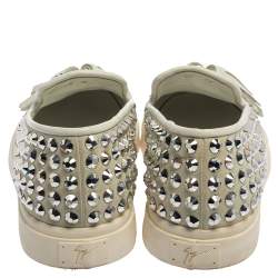 Pre Owned Giuseppe Zanotti Light Grey Suede Crystal Studded Tassel Sneakers Size 37