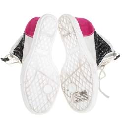 Pre Owned Giuseppe Zanotti Multicolor Crystal Embellished Suede Wedge Sneakers Size 37