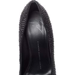 مملوكة مسبقًا Giuseppe Zanotti Black Suede Nika Crystal Embellished Peep Toe Pumps Size 38