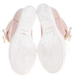 Pre Owned Giuseppe Zanotti Pink Croc Embossed Leather Lorenz Wedge High Top Sneakers Size 36.5