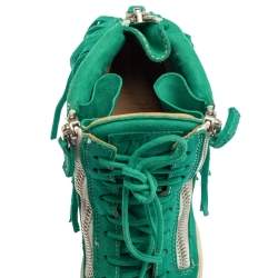 Pre Owned Giuseppe Zanotti Green Suede Lorenz Wedge Sneakers Size 38