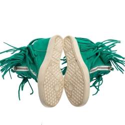 Pre Owned Giuseppe Zanotti Green Suede Lorenz Wedge Sneakers Size 38