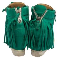 Pre Owned Giuseppe Zanotti Green Suede Lorenz Wedge Sneakers Size 38