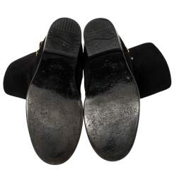 Pre Owned Giuseppe Zanotti Black Suede Gold Chain Link Ankle Length Boots Size 40