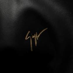 Pre Owned Giuseppe Zanotti Black Suede Gold Chain Link Ankle Length Boots Size 40