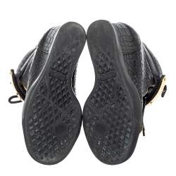 Pre Owned Giuseppe Zanotti Black Croc Embossed Leather Sneakers Size 36.5