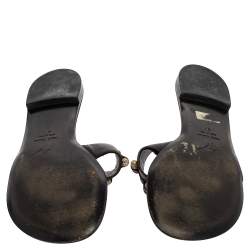 Pre Owned Giuseppe Zanotti Black Leather Studded Thong Sandals Size 37