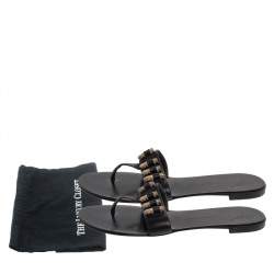 Pre Owned Giuseppe Zanotti Black Leather Studded Thong Sandals Size 37