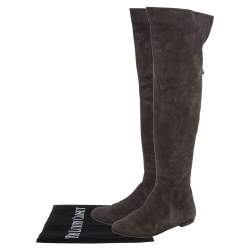 Pre Owned Giuseppe Zanotti Grey Suede Knee Length Boots Size 40