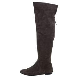 Pre Owned Giuseppe Zanotti Grey Suede Knee Length Boots Size 40