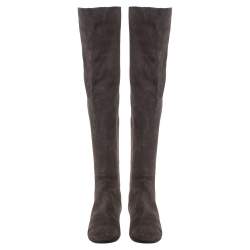 Pre Owned Giuseppe Zanotti Grey Suede Knee Length Boots Size 40