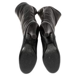 Giuseppe Zanotti Black Leather Mid Calf Foldover Boots Size 37