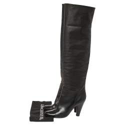 Giuseppe Zanotti Black Leather Mid Calf Foldover Boots Size 37