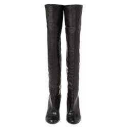 Giuseppe Zanotti Black Leather Mid Calf Foldover Boots Size 37