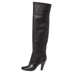 Giuseppe Zanotti Black Leather Mid Calf Foldover Boots Size 37