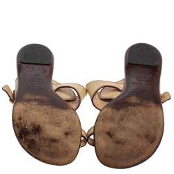 Pre Owned Giuseppe Zanotti Cream Leather Toe Ring Flats Size 37