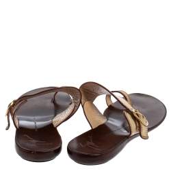 Pre Owned Giuseppe Zanotti Cream Leather Toe Ring Flats Size 37