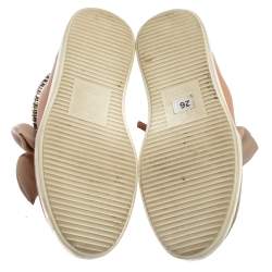 Pre Owned Giuseppe Zanotti Pink Mesh And Leather Crystal Embellished Bow Sneakers Size 40.5