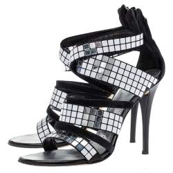 Pre Owned Giuseppe Zanotti Black Suede  Embellished Sandals Size 38