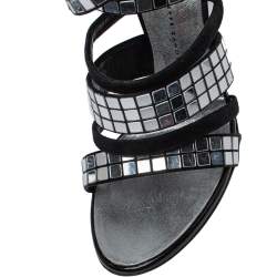 Pre Owned Giuseppe Zanotti Black Suede  Embellished Sandals Size 38