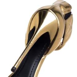 Pre Owned Giuseppe Zanotti Gold Leather Open Toe Ankle Cuff Sandals Size 37