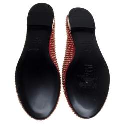 Pre Owned Giuseppe Zanotti Red Leather Studded Horn Detail Loafers Size 39