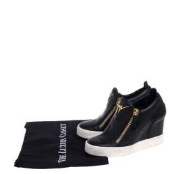 Pre Owned Giuseppe Zanotti Black Leather Wedge Sneakers Size 36
