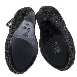 مملوكة مسبقًا حذاء كعب عالي جوسيبي زانوتي أسود لامع بدون كعب مفتوح عند الأصابع مقاس 39.5