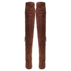 Pre Owned حذاء بوت جوسيبي زانوتي ألاباما أعلى من الركبة سويدي بني مقاس 36.5