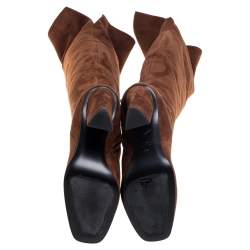 Pre Owned حذاء بوت جوسيبي زانوتي ألاباما أعلى من الركبة سويدي بني مقاس 36.5