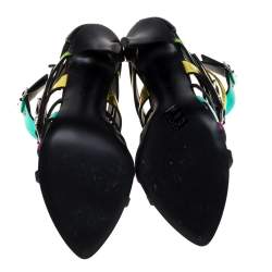 Giuseppe Zanotti Multicolor Leather Cage Sandals Size 38