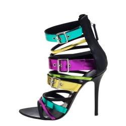 Giuseppe Zanotti Multicolor Leather Cage Sandals Size 38