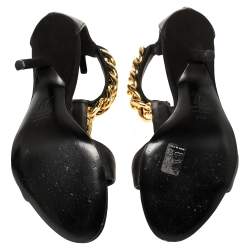 Giuseppe Zanotti Black Leather Chain Strap Sandals Size 37.5