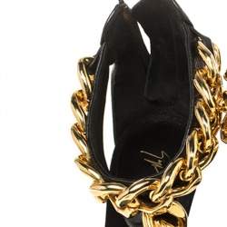 Giuseppe Zanotti Black Leather Chain Strap Sandals Size 37.5