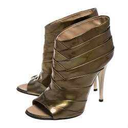 Giuseppe Zanotti Olive Green Patent Leather Ankle Boots Size 36