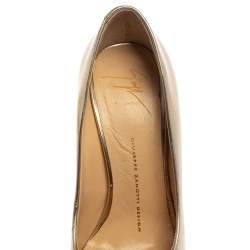 Giuseppe Zanotti Metallic Gold Leather Peep Toe Platform Pumps Size 36.5
