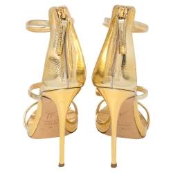 مملوكة مسبقًا صندل جوسيبي زانوتي هارموني جلد ذهبي مقاس 36