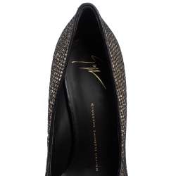 مملوكة مسبقًا حذاء كعب عالي جوسيبي زانوتي شارون شبك و غليتر أسود و ذهبي مقاس 38.5