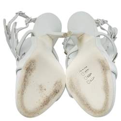 مملوكة مسبقًا صندل جوسيبي زانوتي كرويل وينغ جلد أبيض مقاس 35