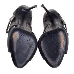 Pre Owned صندل سلايد جوسيبي زانوتي كولين ويسترن جلد أسود بإبزيم مرصع مقاس 37