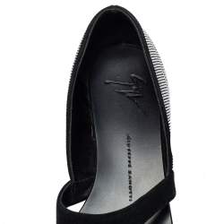 Pre Owned Giuseppe Zanotti Black Suede Crystal Embellished Flat Thong Sandals Size 37