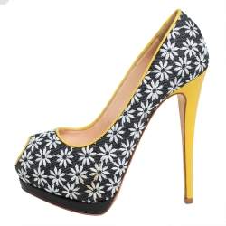 Giuseppe Zanotti Floral Print Fabric And Leather Platform Pumps Size 38