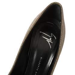 Giuseppe Zanotti Metallic Beige Leather And Patent Leather Cap Toe Pumps Size 37.5