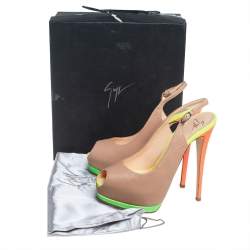 Giuseppe Zanotti Beige Leather Peep Toe Sandals Size 39