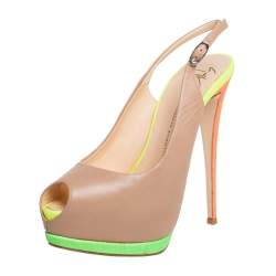 Giuseppe Zanotti Beige Leather Peep Toe Sandals Size 39