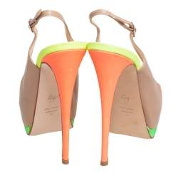 Giuseppe Zanotti Beige Leather Peep Toe Sandals Size 39