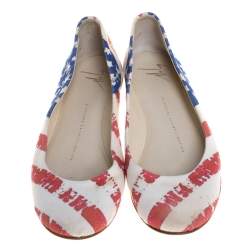 Giuseppe Zanotti White Fabric Ballet Flats Size 36
